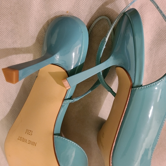 SOLD!!!!Nine West Women's Mollie Half d'Orsay Pump in Light Blue Patent Sz 12 - Picture 8 of 9